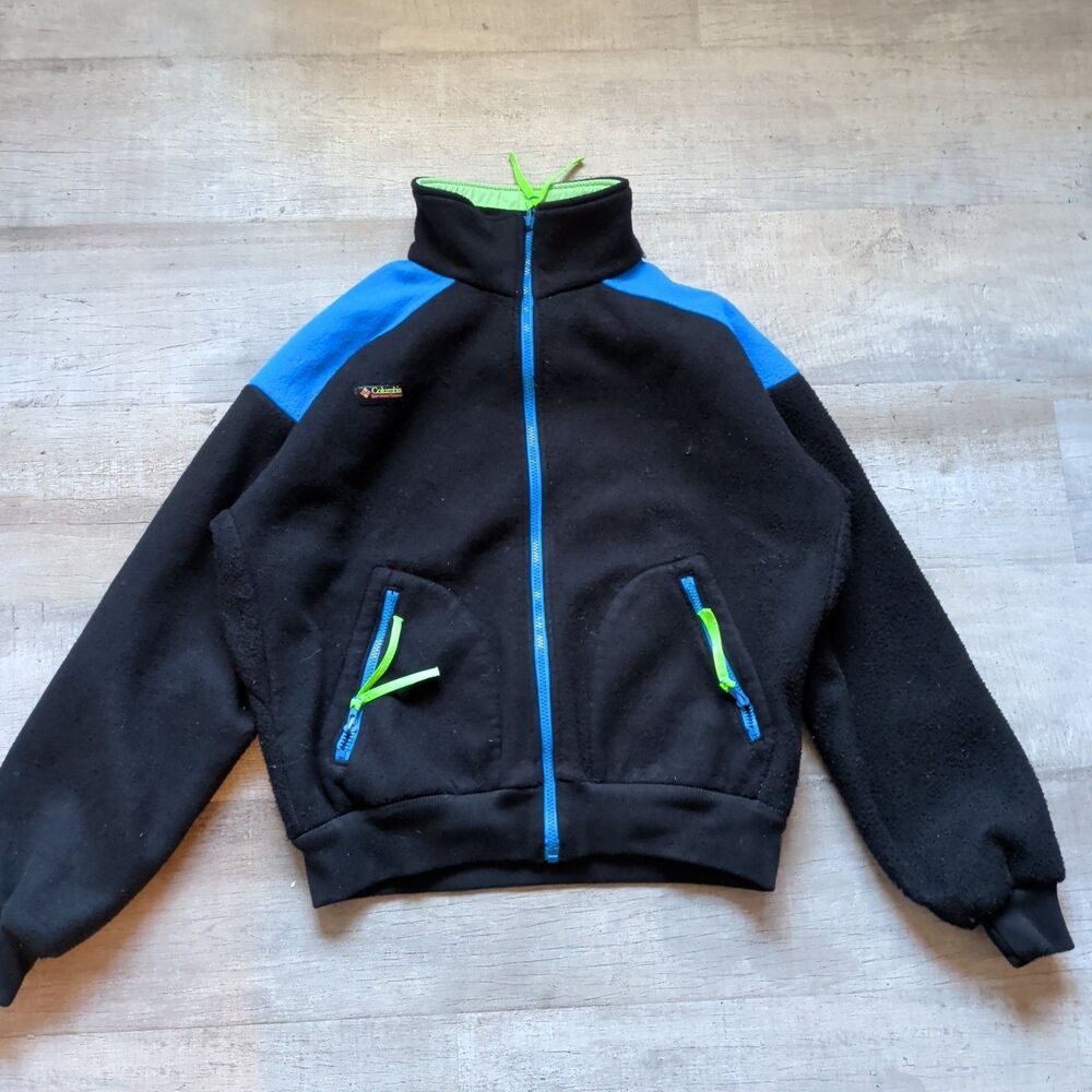 Vintage 90s Columbia Fleece Jacket Sz L Full Zip Up USA Made Retro VTG Purple